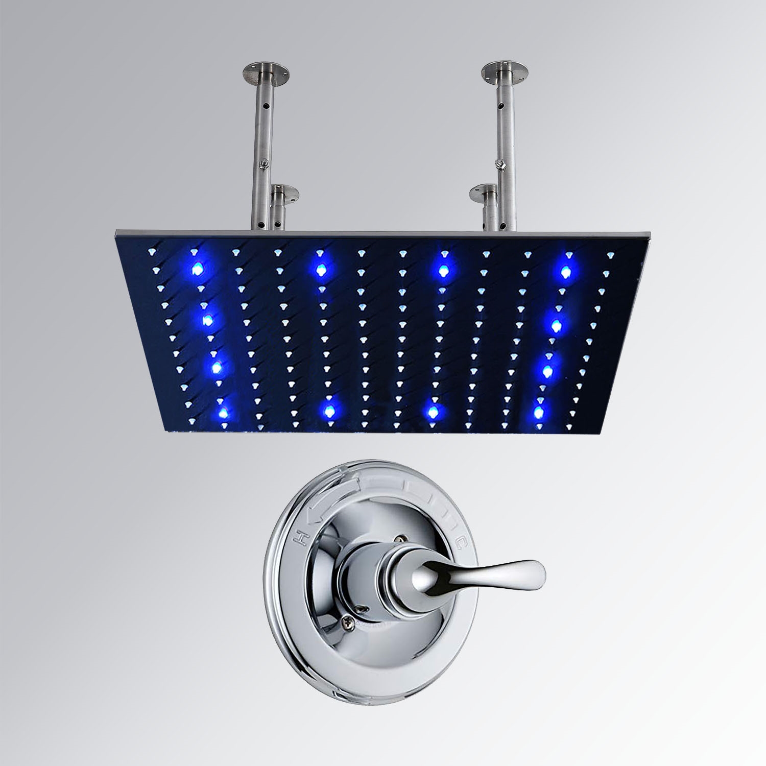 FONTANA COLOR CHANGING LED RAIN SHOWER HEAD (SOLID BRASS) WITH BUILT IN MIXER